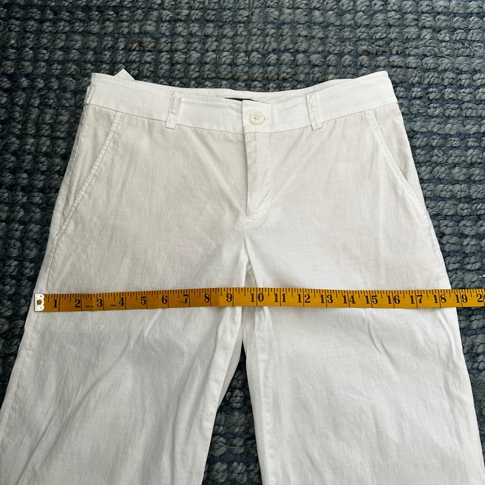 Vince Women’s White Linen Cotton Straight Leg Trousers - Picture 12 of 14